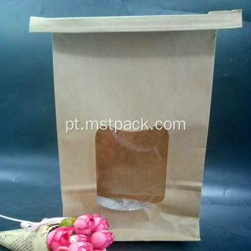 Bolsa de caixa de papel kraft natural com gravata